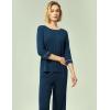 GYS Bamboo Viscose Women’s Pajama Sets 3/4 Sleeve Top and Capri Pants 2 Piece Sleep Set(Ink Blue)