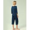 GYS Bamboo Viscose Women’s Pajama Sets 3/4 Sleeve Top and Capri Pants 2 Piece Sleep Set(Ink Blue)