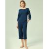 GYS Bamboo Viscose Women’s Pajama Sets 3/4 Sleeve Top and Capri Pants 2 Piece Sleep Set(Ink Blue)