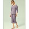 GYS Bamboo Viscose Women’s Pajama Sets 3/4 Sleeve Top and Capri Pants 2 Piece Sleep Set(Violet)