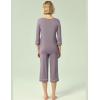 GYS Bamboo Viscose Women’s Pajama Sets 3/4 Sleeve Top and Capri Pants 2 Piece Sleep Set(Violet)