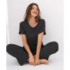 GYS Bamboo Viscose Womens Pajama Sets, Moisture-Wicking Short Sleeve Sleep Set​​ with Pocket, Sleepwear​​ for Nightly Comfort(Black)