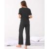 GYS Bamboo Viscose Womens Pajama Sets, Moisture-Wicking Short Sleeve Sleep Set​​ with Pocket, Sleepwear​​ for Nightly Comfort(Black)