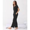 GYS Bamboo Viscose Womens Pajama Sets, Moisture-Wicking Short Sleeve Sleep Set​​ with Pocket, Sleepwear​​ for Nightly Comfort(Black)