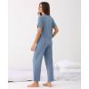 GYS Bamboo Viscose Womens Pajama Sets, Moisture-Wicking Short Sleeve Sleep Set​​ with Pocket, Sleepwear​​ for Nightly Comfort(Grayish Blue)