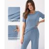 GYS Bamboo Viscose Womens Pajama Sets, Moisture-Wicking Short Sleeve Sleep Set​​ with Pocket, Sleepwear​​ for Nightly Comfort(Grayish Blue)