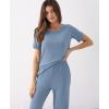 GYS Bamboo Viscose Womens Pajama Sets, Moisture-Wicking Short Sleeve Sleep Set​​ with Pocket, Sleepwear​​ for Nightly Comfort(Grayish Blue)