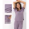 GYS Bamboo Viscose Womens Pajama Sets, Moisture-Wicking Short Sleeve Sleep Set​​ with Pocket, Sleepwear​​ for Nightly Comfort(Purple)