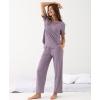 GYS Bamboo Viscose Womens Pajama Sets, Moisture-Wicking Short Sleeve Sleep Set​​ with Pocket, Sleepwear​​ for Nightly Comfort(Purple)