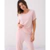 GYS Bamboo Viscose Womens Pajama Sets, Moisture-Wicking Short Sleeve Sleep Set​​ with Pocket, Sleepwear​​ for Nightly Comfort(​peach​)