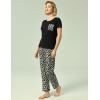 GYS Soft Pajama Sets for Women Short Sleeve Printed Sleep Set, Viscose Made from Bamboo(Black)