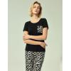GYS Soft Pajama Sets for Women Short Sleeve Printed Sleep Set, Viscose Made from Bamboo(Black)