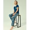 GYS Soft Pajama Sets for Women Short Sleeve Printed Sleep Set, Viscose Made from Bamboo(Blue Daisy)