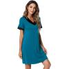 GYS Women’s Bamboo Viscose Short Sleeve Nightgowns Soft V Neck Knit Sleepwear(Teal Blue)
