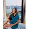 GYS Women’s Bamboo Viscose Short Sleeve Nightgowns Soft V Neck Knit Sleepwear(Teal Blue)