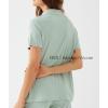 GYS Women’s Pajama Set Bamboo Viscose Short Sleeve Button Down 2 Piece Sleep Sets(Aqua)