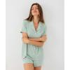 GYS Women’s Pajama Set Bamboo Viscose Short Sleeve Button Down 2 Piece Sleep Sets(Aqua)