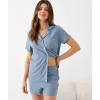 GYS Women’s Pajama Set Bamboo Viscose Short Sleeve Button Down 2 Piece Sleep Sets(Grayish Blue)