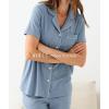 GYS Women’s Pajama Set Bamboo Viscose Short Sleeve Button Down 2 Piece Sleep Sets(Grayish Blue)