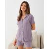 GYS Women’s Pajama Set Bamboo Viscose Short Sleeve Button Down 2 Piece Sleep Sets(Purple)