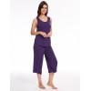 GYS Women’s Pajama Sets 2 Piece, Bamboo Viscose Lounge Sets for Women, Soft Tank Top and Capri Pants Sleepwear Pjs S-XXL(Deep Purple)