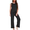 GYS Bamboo Viscose Pajamas for Women Set, Soft Tank and Drawstring Pants Lounge Sets, Sleeveless Lightweight Sleepwear Pj Set(Black)