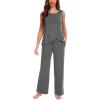 GYS Bamboo Viscose Pajamas for Women Set, Soft Tank and Drawstring Pants Lounge Sets, Sleeveless Lightweight Sleepwear Pj Set(Dark Heather Grey)