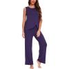 GYS Bamboo Viscose Pajamas for Women Set, Soft Tank and Drawstring Pants Lounge Sets, Sleeveless Lightweight Sleepwear Pj Set(Purple)
