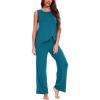 GYS Bamboo Viscose Pajamas for Women Set, Soft Tank and Drawstring Pants Lounge Sets, Sleeveless Lightweight Sleepwear Pj Set(Teal Blue)