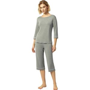 GYS Bamboo Viscose Women’s Pajama Sets 3/4 Sleeve Top and Capri Pants 2 Piece Sleep Set(Heather Grey)