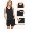 GYS Bamboo Viscose Pajamas for Women Set, Sleeveless Tank Top and Sleep Shorts, Summer Lightweight Lounge Sleepwear Pjs Set(Black)