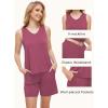 GYS Bamboo Viscose Pajamas for Women Set, Sleeveless Tank Top and Sleep Shorts, Summer Lightweight Lounge Sleepwear Pjs Set(Haze Red)