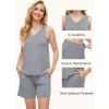 GYS Bamboo Viscose Pajamas for Women Set, Sleeveless Tank Top and Sleep Shorts, Summer Lightweight Lounge Sleepwear Pjs Set(Heather Grey)
