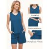 GYS Bamboo Viscose Pajamas for Women Set, Sleeveless Tank Top and Sleep Shorts, Summer Lightweight Lounge Sleepwear Pjs Set(Teal Blue)