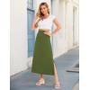GYS Bamboo Viscose Skirts for Women Midi Length Flowy High Waisted Summer Knit Long Skirts with Slit(Army Green)