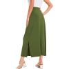 GYS Bamboo Viscose Skirts for Women Midi Length Flowy High Waisted Summer Knit Long Skirts with Slit(Army Green)