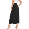 GYS Bamboo Viscose Skirts for Women Midi Length Flowy High Waisted Summer Knit Long Skirts with Slit(Black)