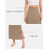 GYS Bamboo Viscose Skirts for Women Midi Length Flowy High Waisted Summer Knit Long Skirts with Slit(Camel)
