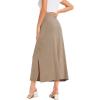GYS Bamboo Viscose Skirts for Women Midi Length Flowy High Waisted Summer Knit Long Skirts with Slit(Camel)