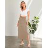 GYS Bamboo Viscose Skirts for Women Midi Length Flowy High Waisted Summer Knit Long Skirts with Slit(Camel)