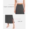 GYS Bamboo Viscose Skirts for Women Midi Length Flowy High Waisted Summer Knit Long Skirts with Slit(Dark Heather Grey)
