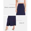 GYS Bamboo Viscose Skirts for Women Midi Length Flowy High Waisted Summer Knit Long Skirts with Slit(Navy)