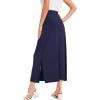 GYS Bamboo Viscose Skirts for Women Midi Length Flowy High Waisted Summer Knit Long Skirts with Slit(Navy)