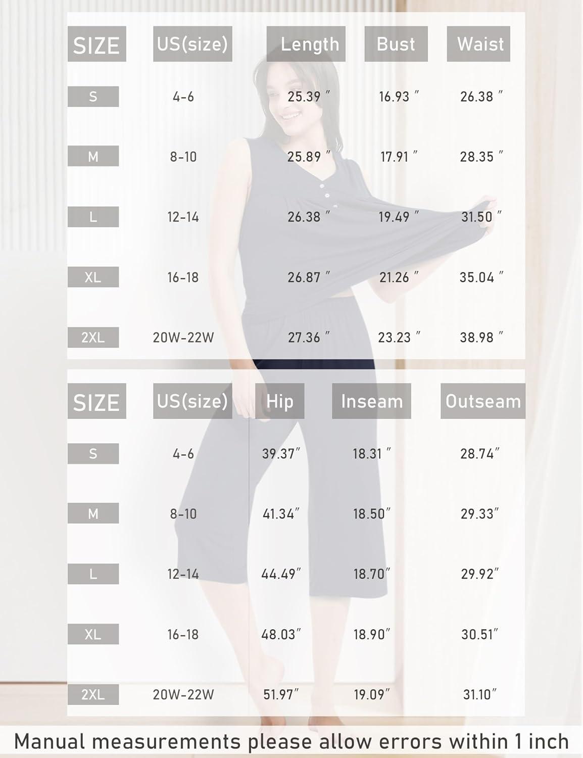 imageGYS Womens Viscose Pajama Set Sleeveless Tank Top Pajamas for Women Capri Pajamas Summer PjsPink