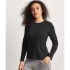 GYS Women’s Pajama Tops Bamboo Viscose Soft and Moisture-Wicking Long Sleeve Underwear Base Layer(Crew Neck-black)