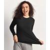 GYS Women’s Pajama Tops Bamboo Viscose Soft and Moisture-Wicking Long Sleeve Underwear Base Layer(Crew Neck-black)