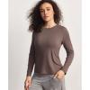 GYS Women’s Pajama Tops Bamboo Viscose Soft and Moisture-Wicking Long Sleeve Underwear Base Layer(Crew Neck-khaki)