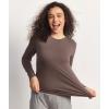 GYS Women’s Pajama Tops Bamboo Viscose Soft and Moisture-Wicking Long Sleeve Underwear Base Layer(Crew Neck-khaki)
