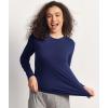 GYS Women’s Pajama Tops Bamboo Viscose Soft and Moisture-Wicking Long Sleeve Underwear Base Layer(Crew Neck-navy)