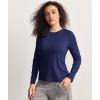 GYS Women’s Pajama Tops Bamboo Viscose Soft and Moisture-Wicking Long Sleeve Underwear Base Layer(Crew Neck-navy)